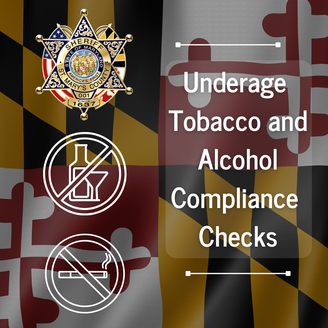 Graphic with the words underage alchol and tobacco complaince checks