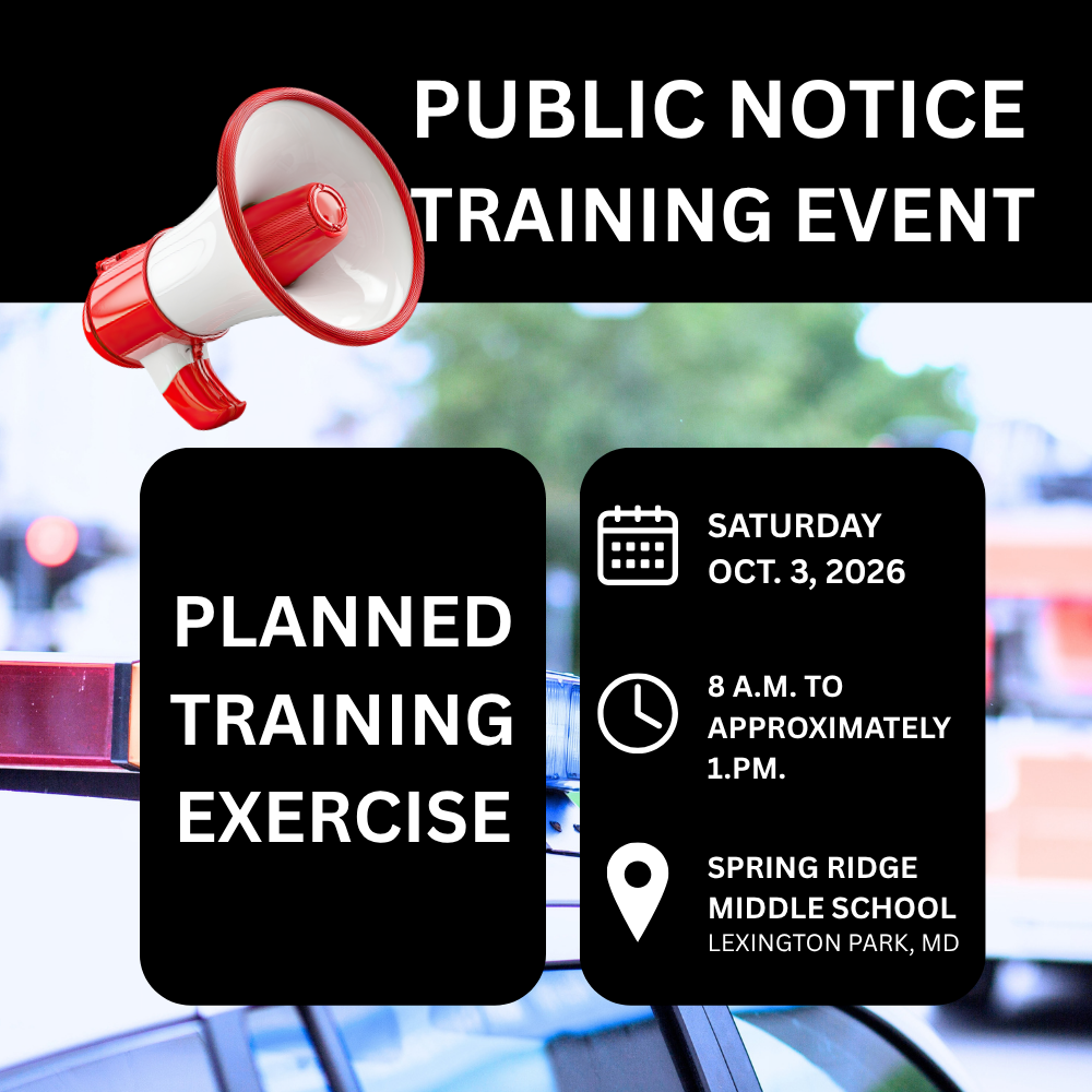 graphic announcing a training exercise at spring ridge middle school